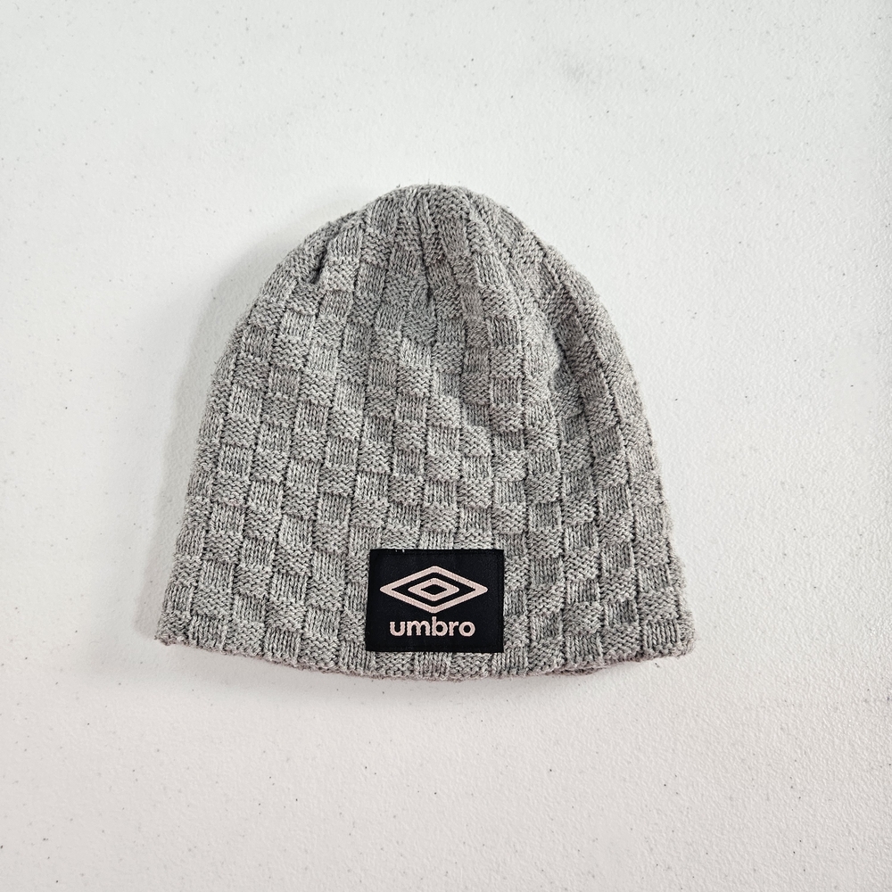 Umbro Gray Knit Beanie with Logo Patch